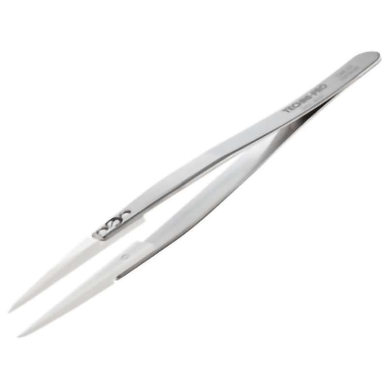Ceramic Tip Tweezers, Style 72, Zirconia Tips A72MZ, Pointed, Strong, 5.3"